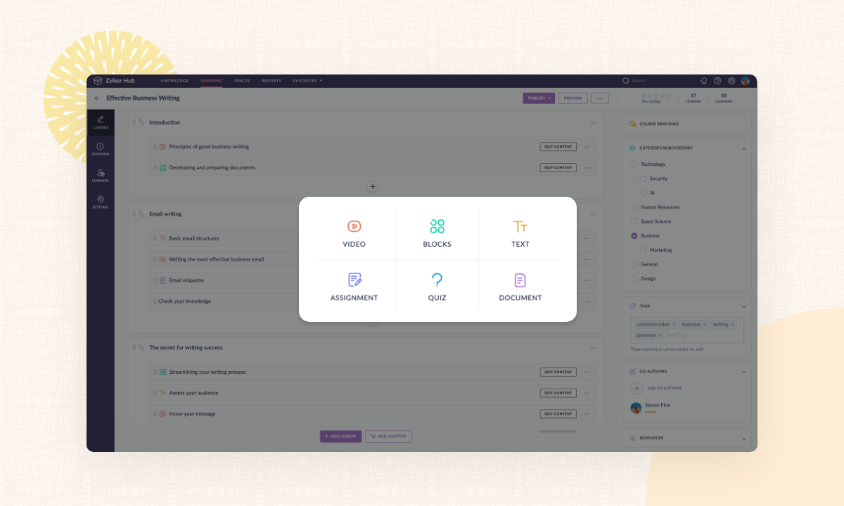 screenshot of Zoho Learn